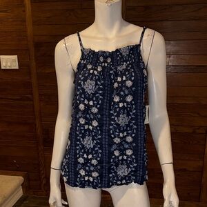 Old Navy Navy Floral Smocked-Top Camisole